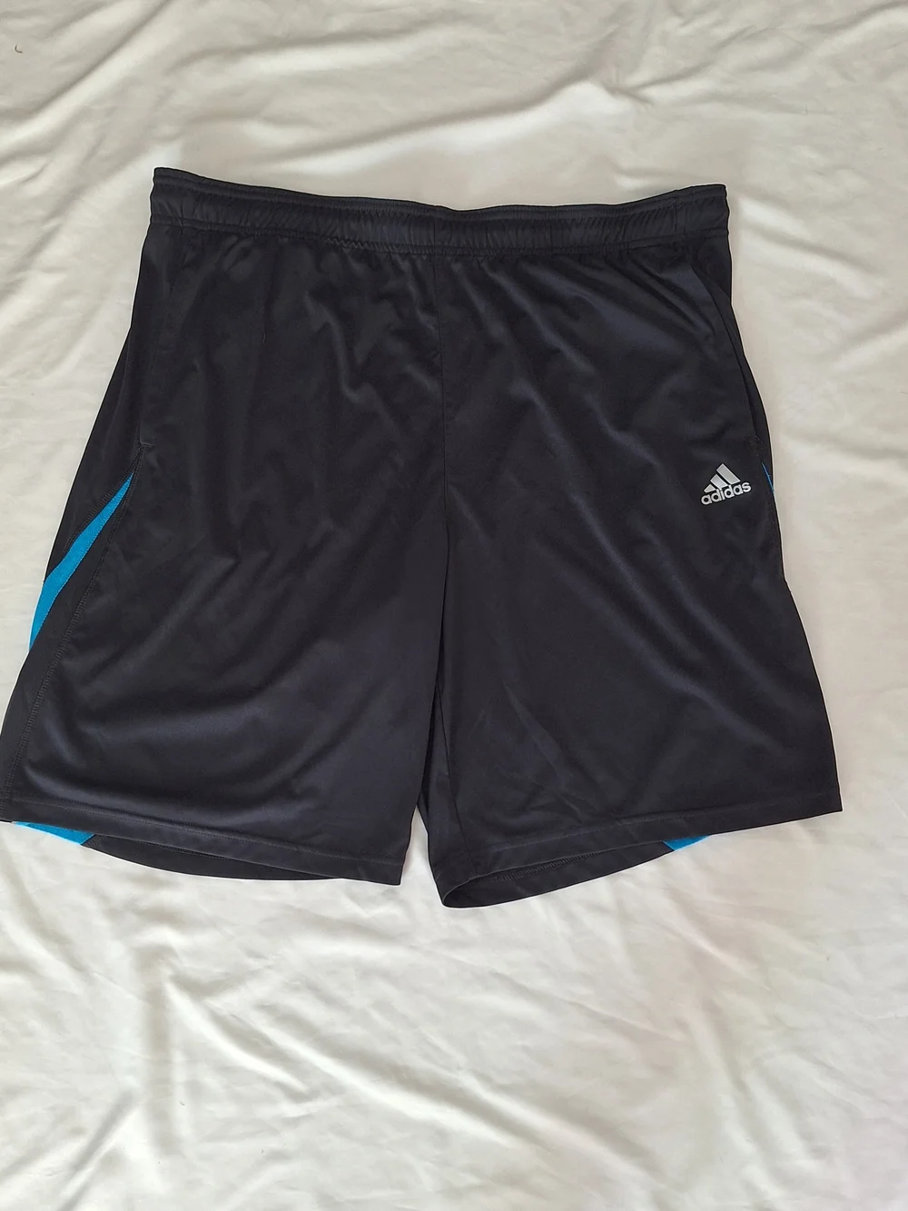 Adidas Men’s Black Athletic Shorts with Blue Accents